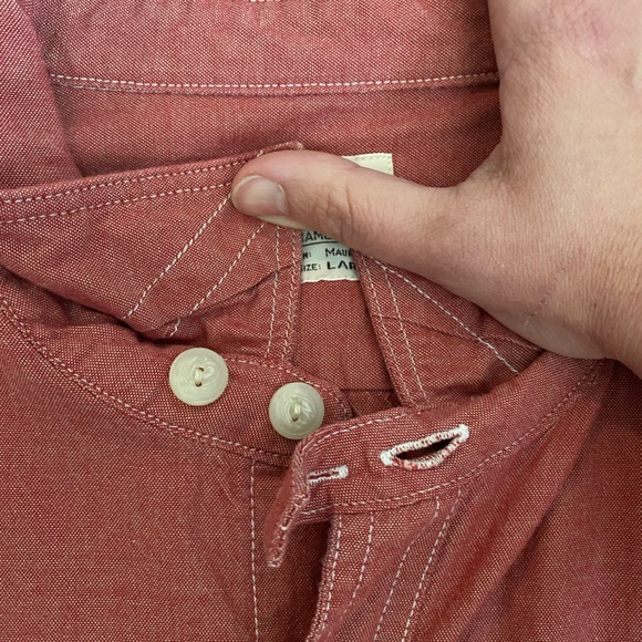 J.Crew red chambray button down button up - Picture 4 of 5